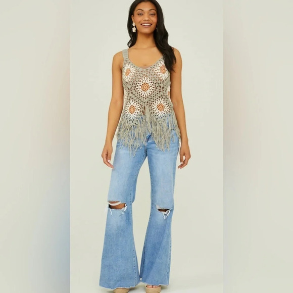 Altar'd State Tullabee Sage Willow Fringe Mama Tank - Picture 2 of 14